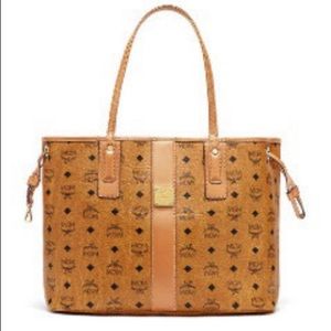 MCM Liz Visetos Tote (Large, Cognac) Reversible
